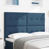 vidaxl cabecero ajustable en altura con cabecera azul 160 cm tela