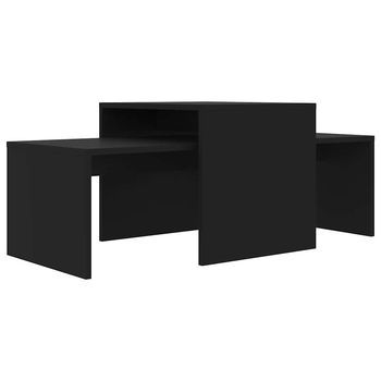 Set De 2 Mesas De Centro - Mesas De Café Madera Contrachapada Negro 100x48x40 Cm