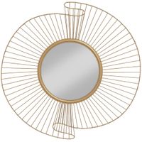 homcom espejo decorativo redondo 60 cm con fijacion a 360 decoracion mural de metal moderna con detalles plisados dorado  aosom espana
