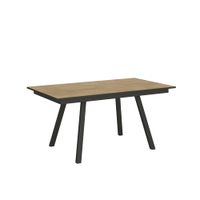 mesa extensible 90x160220 cm efecto madera roble natural hierro
