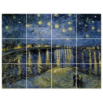Legendarte - Panel Decorativo Multiple Noche Estrellada Sobre El Ródano - Vincent Van Gogh Cm. 150x200 (12 Paneles)