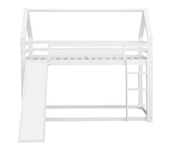 Cama individual 90x200cm - cama para niños con tobogán y escalera - blanca