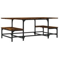 mesa de centro 505x100x40 cm madera y metal trabajados - marron