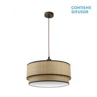 fabrilamp colgante realizado en metal marron y pantalla color natural roque