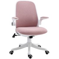 vinsetto silla de escritorio ergonomica rosa ajustable en altura hecha de esponja pvc nylon y lino 625x60x90-98 cm   aosom espana