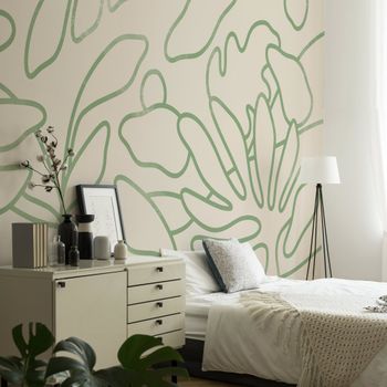Papel pintado panorámico con motivos abstractos de naturalez