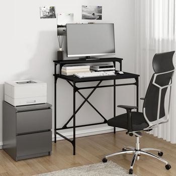Mesa De Escritorio | | Escritorio De Despacho | Escritorio De Hierro Y Madera Contrachapada Negro 80x50x90 Cm Cfw464131