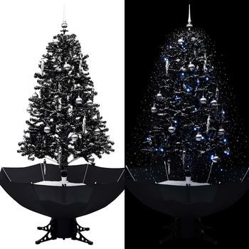 Árbol De Navidad | Decoraciones De Navidad Con Nieve Y Base De Paraguas Pvc Negro 170 Cm Cfw556237