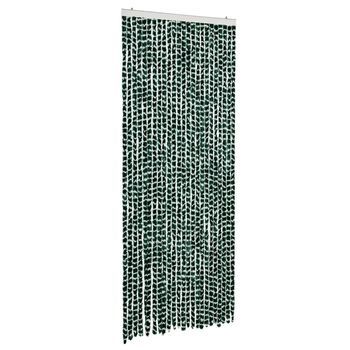 Cortina Antimoscas Chenilla Verde Y Blanco 100x200 Cm