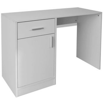 Mesa De Escritorio | | Escritorio De Despacho | Escritorio Con Cajón Y Armario Blanco 100x40x73 Cm