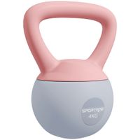 sportnow pesa rusa 4 kg kettlebell relleno de arena metalica y mango antideslizante para entreno en casa 19x15x25 cm rosa y gris