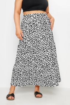 Yours Falda Larga Escalonada Blanca Estampada, Mujer Curvy Y Tallas Grandes, Yours