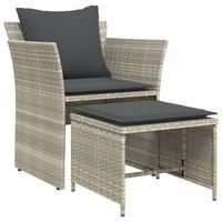 sillon de jardin  silla de jardin con reposapies ratan sintetico gris claro