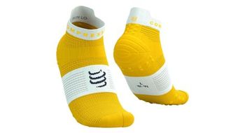 Calcetines compressport pro racing v4 0 run low amarillo blanco