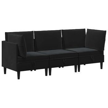 Juego De Muebles De Salón 3 Uds. Negro Terciopelo Vidaxl