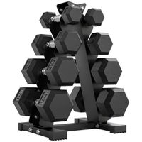 sportnow juego de mancuernas 2x2kg 2x5kg 2x8kg 2x10kg con soporte de almacenamiento para ejercicio entrenamiento negro