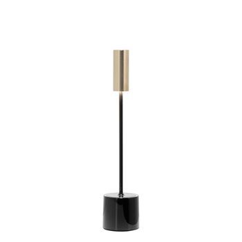 Zafferano - Lámpara De Mesa Led Recargable Y Táctil Carolina - Negro Brillante Y Latón Cepillado