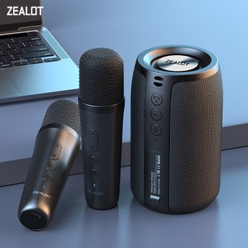 Máquina de Karaoke ZEALOT-S32, Altavoz Bluetooth Portátil con 1-2 Micrófonos Inalámbricos, Bluetooth 5.3, Regalos para Cantar en Familia