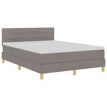 Cama Box Spring Led Con Cabecera Taupé 140 X 200 Cm Tela Vidaxl