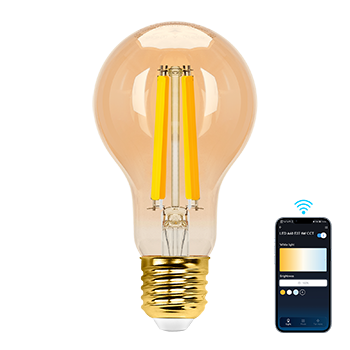 Aigostar Edison Bombillas Alexa LED E27 Bombillas Inteligentes 6W 806LM WIFI Bombilla Vintage A60 Bombillas Filamento Regulable 2700K-6500K, compatible con Alexa/Google Home. ámbar 1 pack
