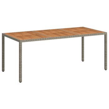 Mesa De Jardín | Mesa De Exterior Madera Acacia Ratán Sintético Gris 190x90x75 Cm