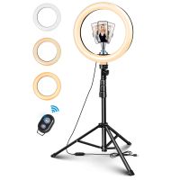 elegiant egl-06s anillo de luz led de 10 pulgadas con 3 modos de iluminacion ajuste de brillo tripode soporte para selfi