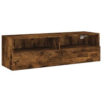 Mueble De Pared Tv Madera Ingeniería Roble Ahumado 100x30x30 Cm