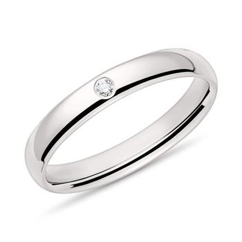 Anillo de mujer en oro blanco de 14 quilates con diamante