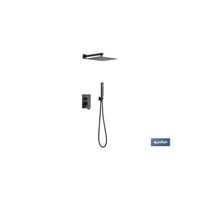 conjunto de ducha empotrada cuadrada monomando con rociador de 2 funciones color negro mate