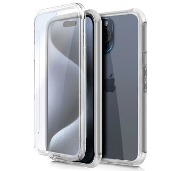Cool Funda Silicona 3D Transparente Frontal/Trasera para iPhone 15 Pro