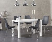 atlanta 120cm white high gloss dining table with celine chrome leg chairs