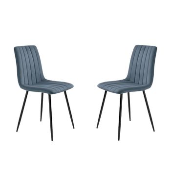 Juego de 4 sillas de tela azul cm 45x54 88h