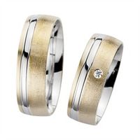 alianzas oro amarillo y blanco con diamante ancho 65 mm