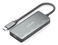 hub aisens usb 31 usb-c 1xpd 100w 1xusb-c 30 3xusb-a 20 gris 15cm