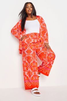 Limited Collection Pantalón De Estampados Paisley Naranjas, Mujer Curvy Y Tallas Grandes, Limited Collection