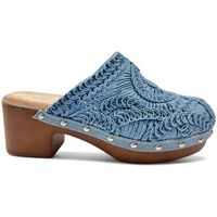 timbos sandalias outlet zueco tacon de madera color azul 129818 para mujer