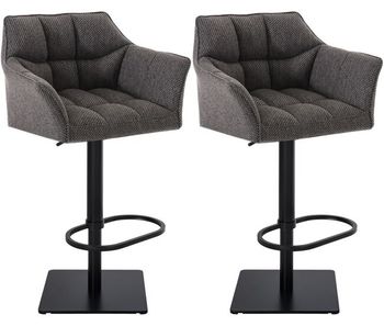 Juego de 2 taburetes de bar damaso con tapizado de tela gris titanio 45x64x88 cm