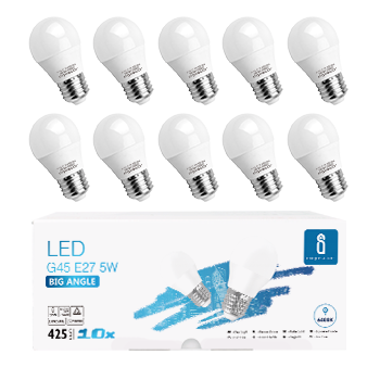Aigostar -10 x E27 Bombilla LED G45, Casquillo gordo 5W, Bajo consumo, 425 lm, Luz fría 6400K, Ahorro de energía,  CRI> 80, ángulo de apertura 230º, no regulable  - Caja de 10 unidades