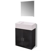 conjunto de mueble y lavabo 3 uds  armario de bano negro