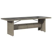 mesa de jardinrmesa para exterioresrmesa de patio superficie de vidrio ratan pe gris 240x90x75 cm