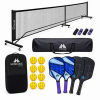 set pickleball mobiclinic 4 raquetas 8 pelotas red con ruedas bolsa de transporte grip antideslizante mobiall