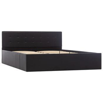 Cama Matrimonial | Cama Para Adulto | Cama Canapé Hidráulica Cuero Sintético Negra 140x200 Cm