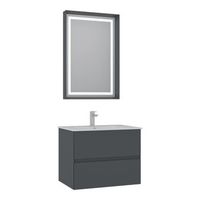 conjunto de mueble con lavabo y espejo 2 piezas  - 71 x 51 x 55 cm - antracita mate