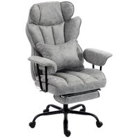 homcom silla de oficina con masaje de 6 puntos y calor silla de escritorio con reposapies soporte lumbar y asiento amplio gris   aosom espana