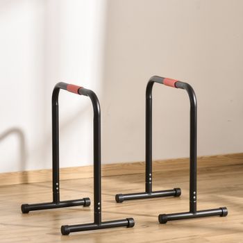 Barras Paralelas Musculación Dips Homocm Acero Pvc, 63x41x73cm, Negro