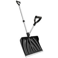 outsunny pala de nieve de aluminio portatil con mango de asistencia en d hoja ancha de 45 cm mango desmontable negro