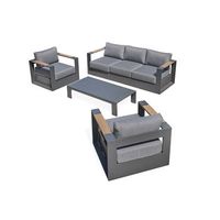salon de jardin 5 plazas en aluminio  y reposabrazos en hpl