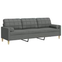 sofa de 3 plazas con cojines tela gris oscuro 210 cm vidaxl