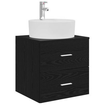 Vanidad Con Lavabo De Pared Roble Negro 49,5 X 44,5 X 65 Cm Vidaxl