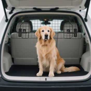 PawHut Rejilla de Seguridad de Coche para Perros Barrera Protectora Universal para Maletero Equipaje Automóvil 90-120x40,5 cm Negro   Aosom España